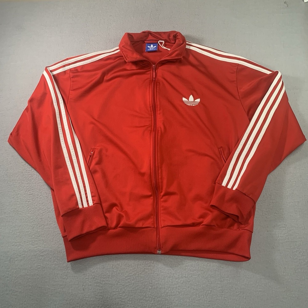 Adidas Original Men's Red/White Full-Zip Track Jacket 2xL Pockets